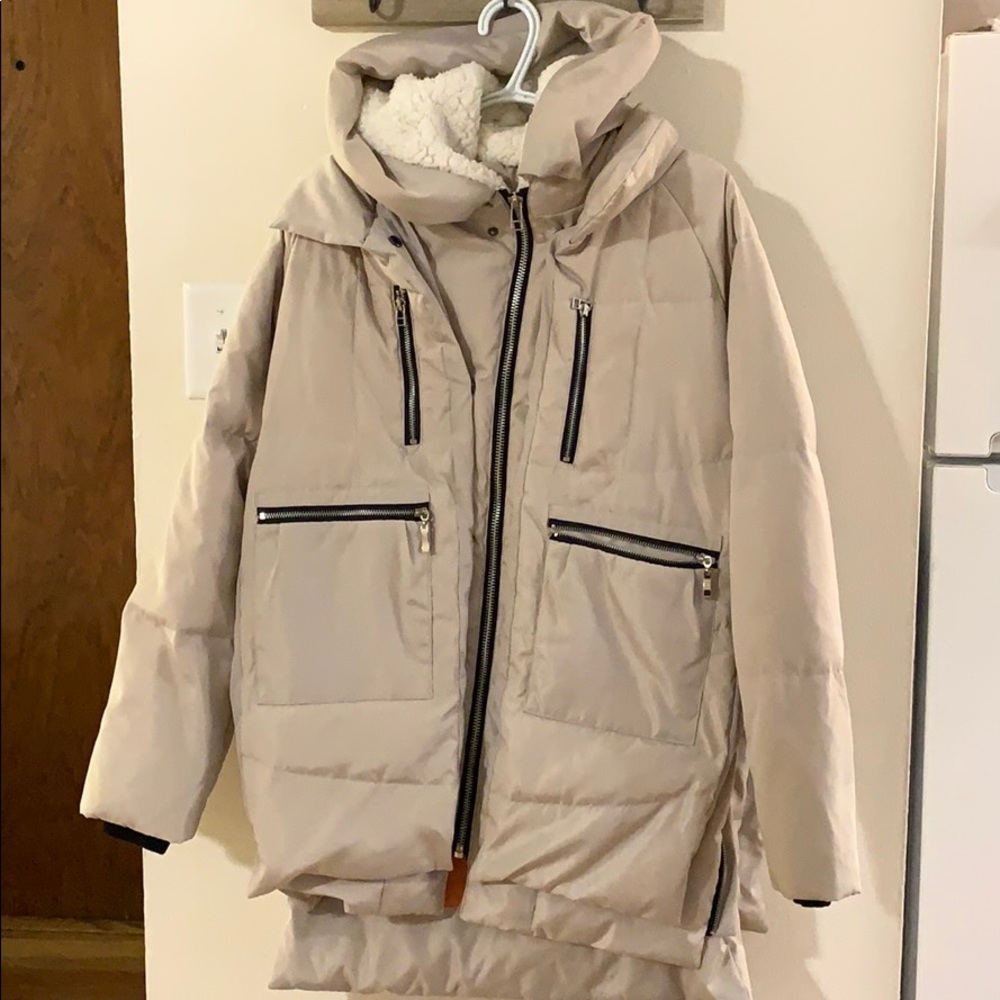 Beige Thickened Down Jacket Coat